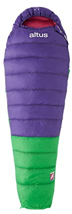 Andes 400D Z80 | Temperatura -8 a +10ºC | Saco de Dormir | Purpura | Forma de Momia | Pluma | Montaña | Camping | Excursiones | Adultos | Unisex | para Hombre y Mujer