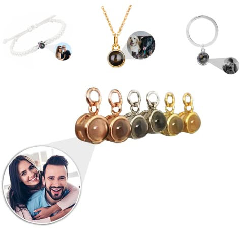 ZXH Personalisierte Projektion Bild Anhänger, 925 Silber Perlen für Armband Halskette Schlüsselbund, Personalisierte Schmuck (Roségold)