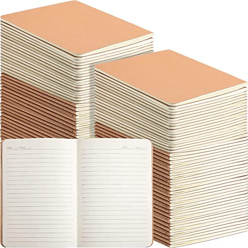 Seajan 96 Stück A5 Kraftpapier Notizbücher Journal Liniert Notizbuch 8,3 x 5,5 Zoll Reise-Notizbuch Tagebuch für Reisende Studenten Schreiben Tagebuch Büro Schulbedarf 68 Seiten 34 Blatt