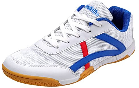 ZHENSI Men's Table Tennis Shoes Indoor Sneaker Soft Bottom Lightweight Mesh Pingpong Shoes,Blue,9 UK