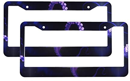 Lila Oktopus 2pc Nummernschild Rahmen Aluminium Auto Universal Zubehör Auto Tag Rahmen Nummernschild Halter
