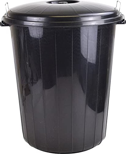 Large 70 Litres Heavy Duty Plastic Bin for Animal Feeds Storage Garden Waste Dustbin Indoor & Outdoor Use (Black 70L)