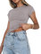 Women's Basic Slim Fit T-Shirt Top Short Sleeve Y2K Tops TikTok Influence Crop Top Club Party Streetwear(Light Gray-1, S)