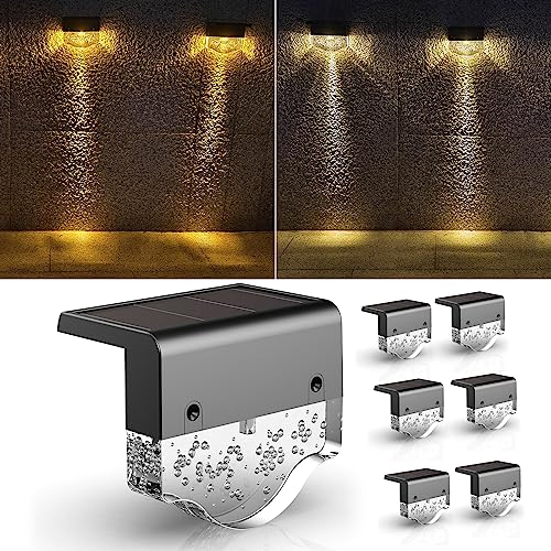 A.bigwhale Luces solares para cubierta, luces solares exterior,lampara solar exterior jardin, 6 piezas luces solares impermeable para camino de jardín, patio, escaleras, terraza