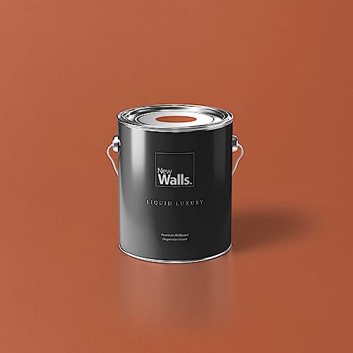 New Walls Peinture murale Premium Rouge, Orange, Orange Sanguine Liquid Luxury Peinture émulsion d'intérieur - 2,5 L