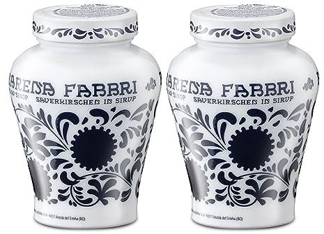 Food-United AMARENAKIRSCHEN 2x600g Opaline | FABBRI 1905 | in Sirup | Halb-Kandiert | Amarene | Amarena-Kirschen aus Italien | fabbri amarena cherries | für Joghurt-Eis Dessert Topping Cocktail