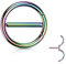 Treuheld® Nippelpiercing - Brustpiercing Ring & Stab - Regenbogen/Bunt - Segment Clicker - Brustwarzen Piercing - 1,6 x 12 x 15mm