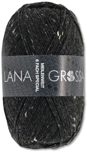 Frida's Wollhaus Lana Grossa 150 g Meilenweit 6-fach 150 Sockenwolle Stricken Garn 19 Farben (8837 | Anthrazit)