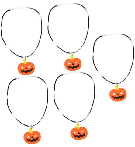 COLLBATH Kürbis Halskette Halloween Deko aus Silikon und PVC 5 stücke Satz Filigran für Frau