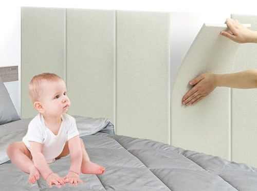 Wandpaneele Gepolstert 3D Wandkissen Selbstklebend, 5PCS Kopfteil Wandkissen Bett Wandpolster Kinderzimmer, Plüsch mit Hoher Dichte, 30x60cm, Weich und Bequem (Farbe : Beige)