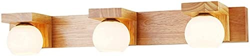 Lampada da specchio in legno Lampada da parete a LED Compatible with bagno Lampada frontale a specchio in legno Lampada da armadietto a specchio moderna nordica Paralume in vetro Luce Compatible with
