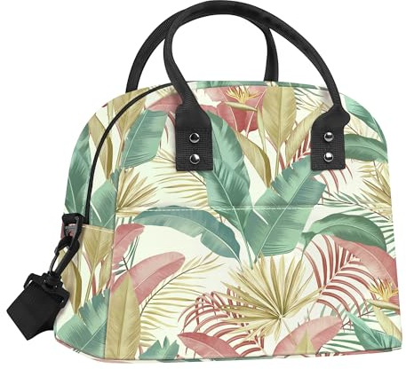 Clastyle Sac Isotherme Repas Femm Feuilles Sac Gamelle Travail Portable mit Bandouliere pour Pique Nique,Vert Tropique
