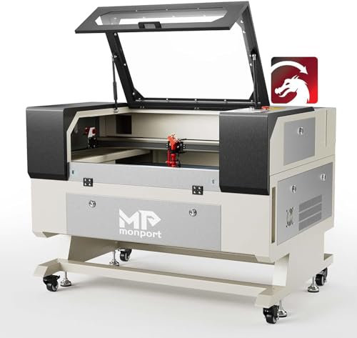 MONPORT 60W CO2 Laser Graviermaschine 700x500mm Lasergravierer Laser Cutter Industrielle Gravurmaschine mit Autofokus, Luftunterstützung, CO2 Laser Cutter für Metall, Holz, Kunststoff, Leder