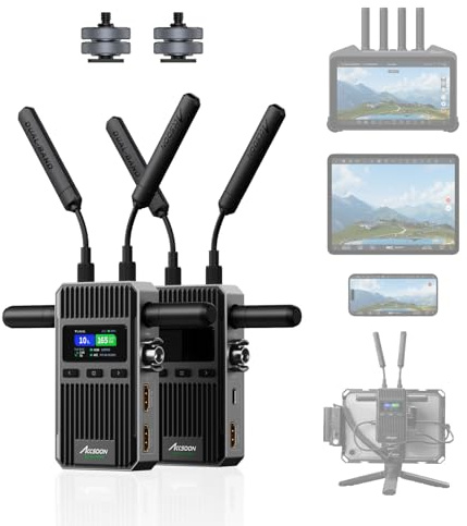 Accsoon CineView 2 SDI Dualband-Drahtloser SDI-Videosender und Empfänger, 1500 Fuß Reichweite, 0,05 s Latenz, UVC-Live-Streaming, 1080p 60fps SDI-zu-HDMI-Videokonverter, Überwachung von 4 Geräten