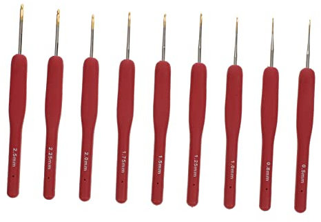 VILLFUL 9pezzi Uncinetto Manico in Tpr Di Ferri Da Uncinetto Strumenti Per Lavorare Maglia Leggeri e Duraturi Per Principianti e Esperti