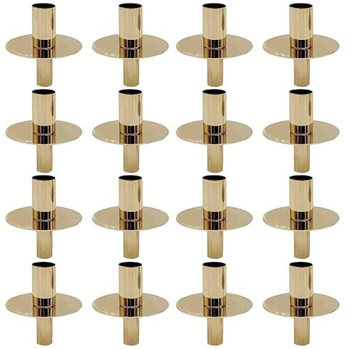 Gold Wine Bottle Taper Candle Holder,Modern Candlestick Holder for Standard Votive Candles,Birthday Wedding Decoration (Set of 16) Gold Candle Stick Holders Centerpieces for Tables Bulk