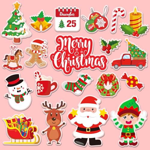 JarThenaAMCS Adesivi in gel spesso per finestre, Babbo Natale, omino di pan di zenzero, renna, per casa, classe, asilo nido, decorazione per feste di Natale