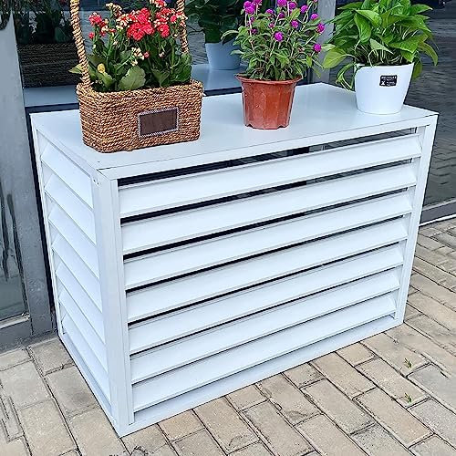 DONGGANSHI Sichtschutz für Außenzäune für Klimaanlagen, Aluminium-Klimaanlagenabdeckung für Außengeräte, Geräuschreduzierung, Diebstahlschutz, Schutzgitter für Wärmepumpen, AC-Gestell für Gar