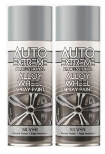 DIOXSTAR Silver Alloy Wheel Spray Paint, Fast Drying, Smooth Satin Finish, Fade Resistant, Easy to Use, Durable Wheel Paint, Long-Lasting, 400ml (2 PCS)