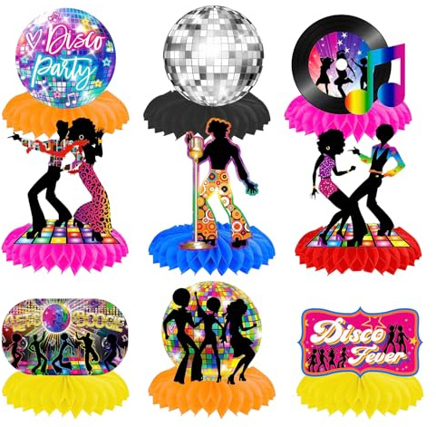 CIGTSICO 80s Disco Party Table Decoration Back to 70s Honeycomb Centerpiece | 9Pcs Colorful Disco Party Favors Paper Decor for Adults Music Theme Disco Party Decorations Table Centre Piece Decoration