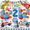 Auto Deko Geburtstag 2 Jahre,Cars Geburtstagsdeko für Jungen Mädchen,52 Pcs Feuerwehrfahrzeuge Truck Kindergeburtstag Deko Luftballon,Polizeiauto Motorrad Ballons Helium Party Dekoration