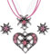 GUTERTOP 3 Stück Oktoberfest Dirndl Accessoires Damen, Rosa Trachtenkette Damen, Trachtenschmuck Damen Set mit Strass Edelweiß Herz Anhänger und Edelweiß Ohrstecker