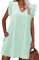 heekpek Womens Summer Dress Casual V Neckline Ruffle Sleeve Loose Sleeveless Dress Boho Floral Sundress Beach Mini Short Dresses for Holiday Daily, Green, S