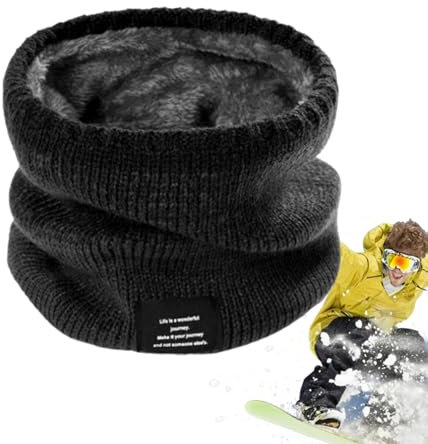 Smileshiney Winter-Halstücher für Herren – verdickter Winter-Halswärmer, Winterschal, doppellagiger Halswärmer, Komfort, warmer Halstuch, kaltes Wetter, Halstuch für Damen, Herren, Schwarz , Refer to