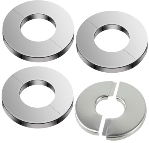 4 Pcs Wall Split Flange, Stainless Steel Pipe Escutcheon Plate Self-Adhesive Bathroom Pipe Collars for Radiator Faucet Drain Pipe - 28mm