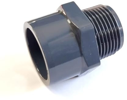 Raccordi filettati in PVC | tutti i tipi | plastica PE – angolo a T 90 gradi IG – AG 50 mm tubo piscina valvola a sfera (transizione verso AG, 50 mm x 1 1/2)