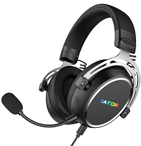 HATOR Hypergang 3 USB Gaming-Headset – Hi-Res Audio, 7.1 Surround Sound, 53mm Treiber, Bluetooth, abnehmbares Mikrofon, USB-C, RGB – für PC, PS5, Schwarz