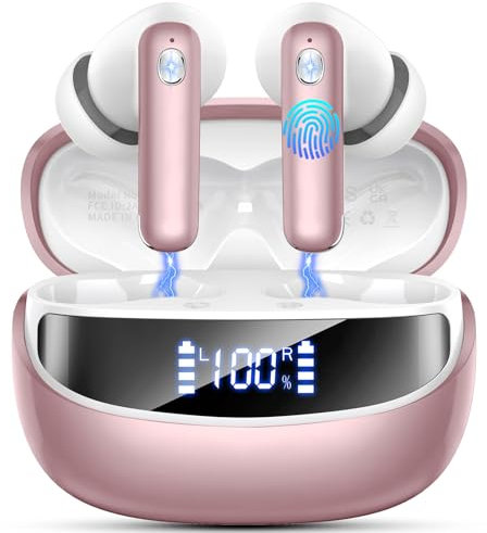 Wireless Earbuds Bluetooth Headphone, Bluetooth Earbuds 5.4, 45H Deep Bass Stereo Sound Earphone Wireless Headphone Noise Cancelling with Dual LED Power Display, 4 ENC Mic, Type C Fast Charge Ear Buds