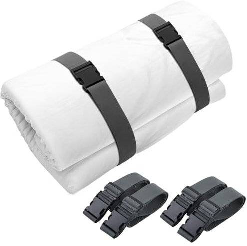 Wowangce 4 Pcs 100 x 2 Mattress Topper Straps Adjustable Memory Foam Packing Straps with Buckles for Home Mattress Moving or Storage, Dark Grey