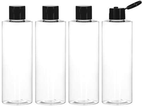 QWORK® 4 Stück 250ML Reiseflaschen Set, Reise Flaschen zum Befüllen mit Flip Cap, Plastikflasche, für Kosmetik, Reisen, Shampoo