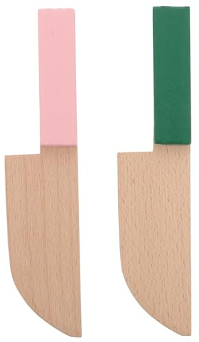 Toyvian 2 pièces Couteaux Jouets Bois pour Garçon Fille Simulateur Sécurisé de Découpe de Fruits et Légumes avec Poignée Colorée Ustensiles Cuisine Garçon Fille Montessori
