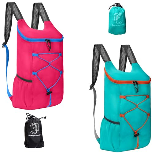 InfiniZer 2 Pcs Ultra Lightweight Foldable Backpacks Water Resistant Packable Rucksacks Hiking Daypacks for Women Men Outdoor Travelling Camping Biking Cycling Walking