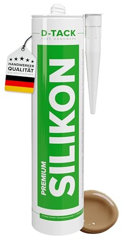 D-TACK Premium-Silikon eiche dunkel 310 ml | Sanitär- & Fußbodensilikon | Silikon-Dichtmasse für Feuchträume, Bad, Küche & Anschlussfugen | Profi-Qualität