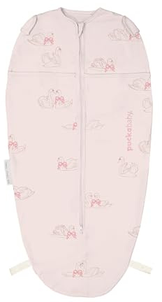 PUCKABABY - Baby-Wickelschlafsack 3-6 Monate | 62-74 cm - Mini - Ganzjahres Pucksack - 0.5 TOG - Baumwolle - Swans
