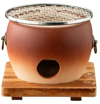 Ensemble réchaud compact en terre cuite, barbecue multifonctionnel | Au charbon de bois, réchaud de camping portable for la maison et le camping(Red)