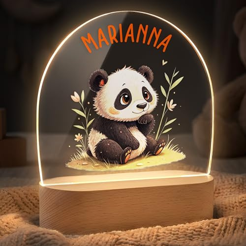 Lilleta ® Personalisiertes Nachtlicht für Baby & Kinder - Panda (004.05.05) - Personalisierte Geschenke Baby - Geschenk zur Geburt, Taufgeschenk Mädchen Junge, Babygeschenke