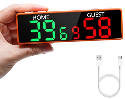 LUCKY TIME Digitale LED-Punktezähler Tragbar, batteriebetrieben, mit Summer | Digitale Anzeigetafel – Ideal für Brettspiele, Tischtennis, Basketball, Cornhole & Sport – USB-C Wiederaufladbar