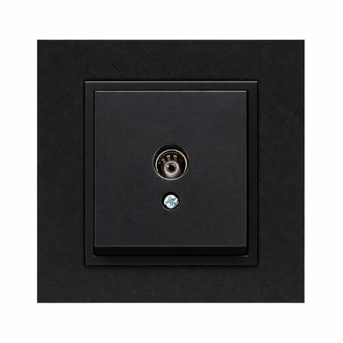 ILUMINASHOP ® Mecanismo pared Empotrable con Marco, 100-250V AC, Mecanismo Eléctrico 85x85mm, Fácil Instalación, Fácil de Limpiar (Módulo Toma Intermedia Tv, Negro PC)