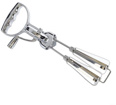 Manual Hand Crank Mixer Stainless Steel Egg Beater Non Electric Dough Whisk Rotary Batter Blender Tool for Kitchen Baking Gadget UK Cream Whipping Device(large)