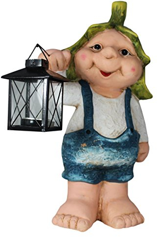 colourliving Dekofigur Waldzwerg Eichenblatt mit Laterne und Teelicht Wohnung Dekoration Garten