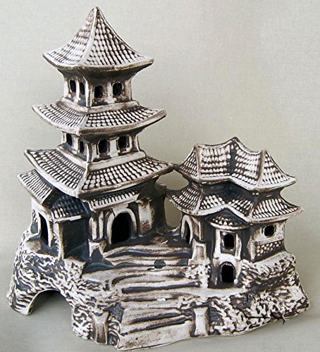 ZooPaul Deko Aquarium China XXL Höhle Teehaus Fische Keramik Dekoration Tempel Terrarium