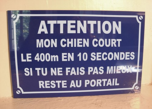 Plaque de Rue Attention Chien 20 x 30 cm signalisation Portail propriété privée Chien méchant