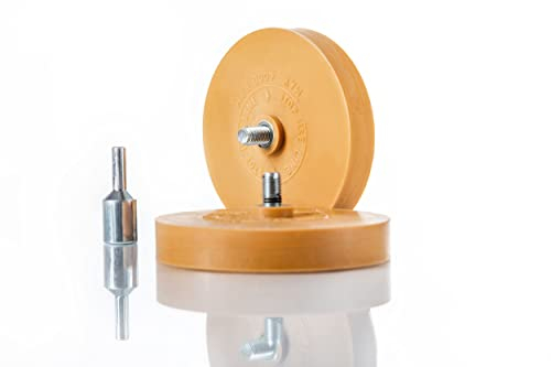 BenBow Folienradierer 2 Stück - Aufkleber Entferner zum Entfernen von Folien, Vignetten, Kleberesten - Durchmesser 90 mm, inklusive Adapter für Bohrmaschine