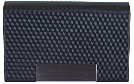 Visitenkartenetui schwarz - hochwertiges Kunstleder mit Magnetverschluss in gebürstetem Edelstahl, edle Visitenkartenbox im Business-Look von K.DESIGNS