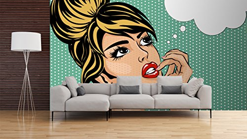 Oedim Wandtattoo, Vinyl, Motiv: Comic Denkmädchen | Wandbilder | Wandbilder | Deko Vinyl | Verschiedene Maße 350 x 250 cm | Dekoration für Esszimmer, Wohnzimmer, Schlafzimmer ...