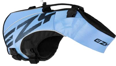 EzyDog Schwimmweste Hund – Premium Schwimmhilfe für kleine, mittlere & große Hunde – DFD X2 Boost Rettungsweste für Pool, Strand & Boot (S, Blau)